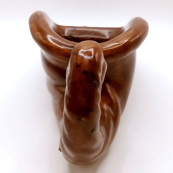 Vintage Cornucopia Horn of Plenty Pottery Dark Brown Ceramic Table Planter - Picture 4 of 11